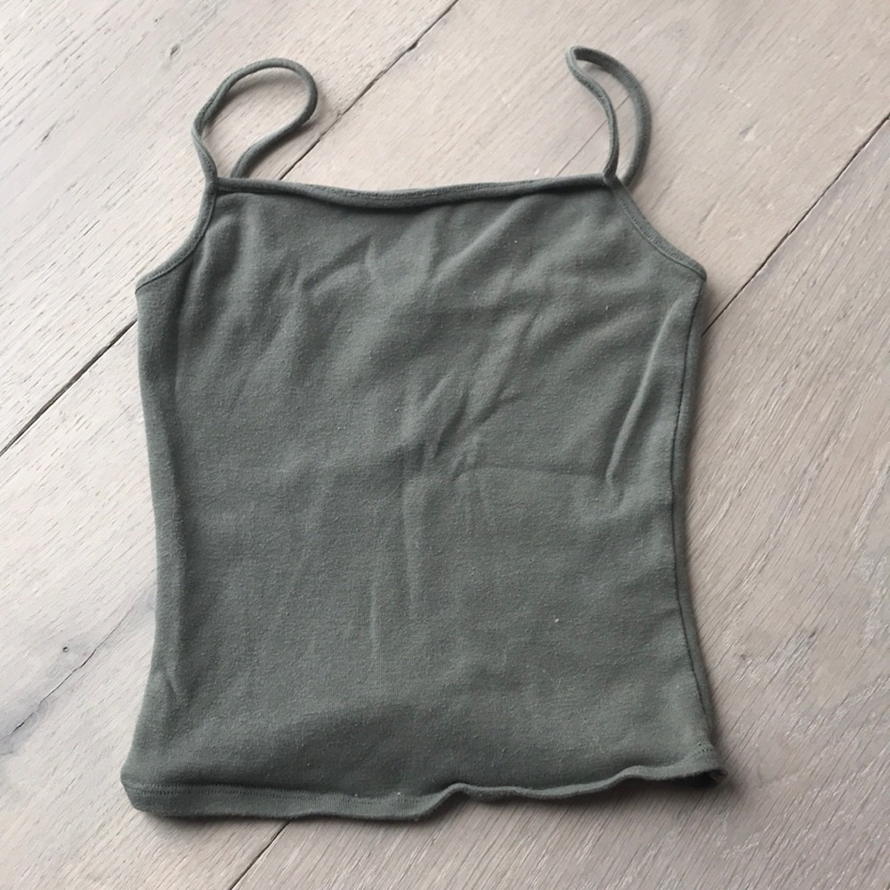 Olive Green Cropped Tank Top